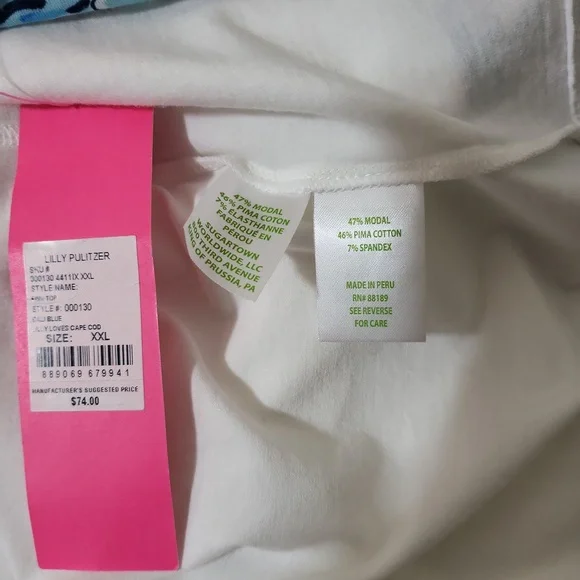 Lilly Pulitzer Finn Top Bali blue SZ-XXL - Picture 6 of 6